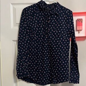 Banana Republic Floral Navy Women's Top